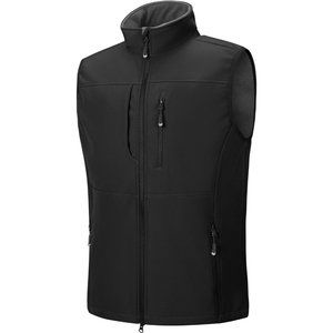 Men's Lightweight Softshell Vest Zip Up Fleece Lined Windproof Sleeveless Jacket